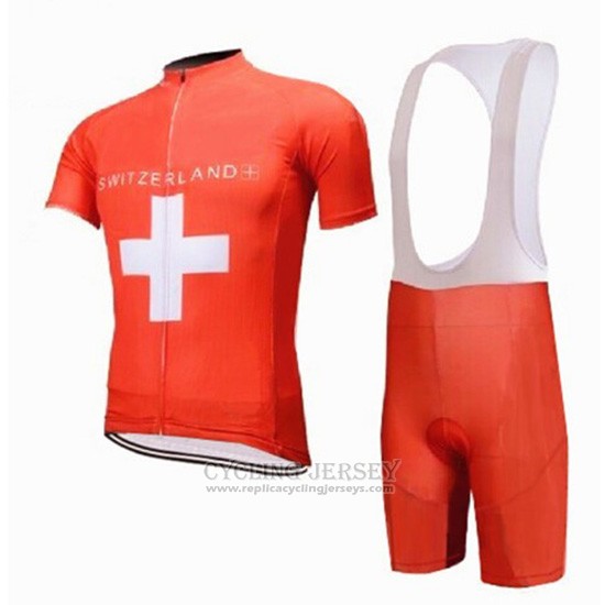 2018 Cycling Jersey Switzerland Red Short Sleeve and Bib Short